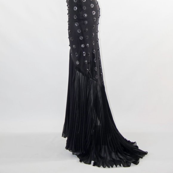 LA FEMME Beautiful Black Mermaid Dress Bead Sequins Prom Formal Small Sz 4 New - Picture 4 of 13